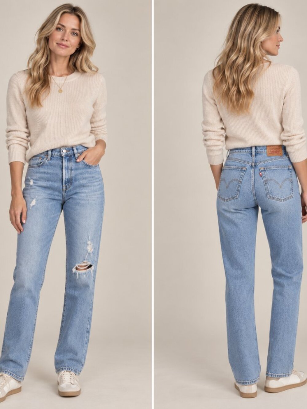 Levi’s Ribcage Straight Jeans Joli Thorax High Rise Distressed Blue Size 26